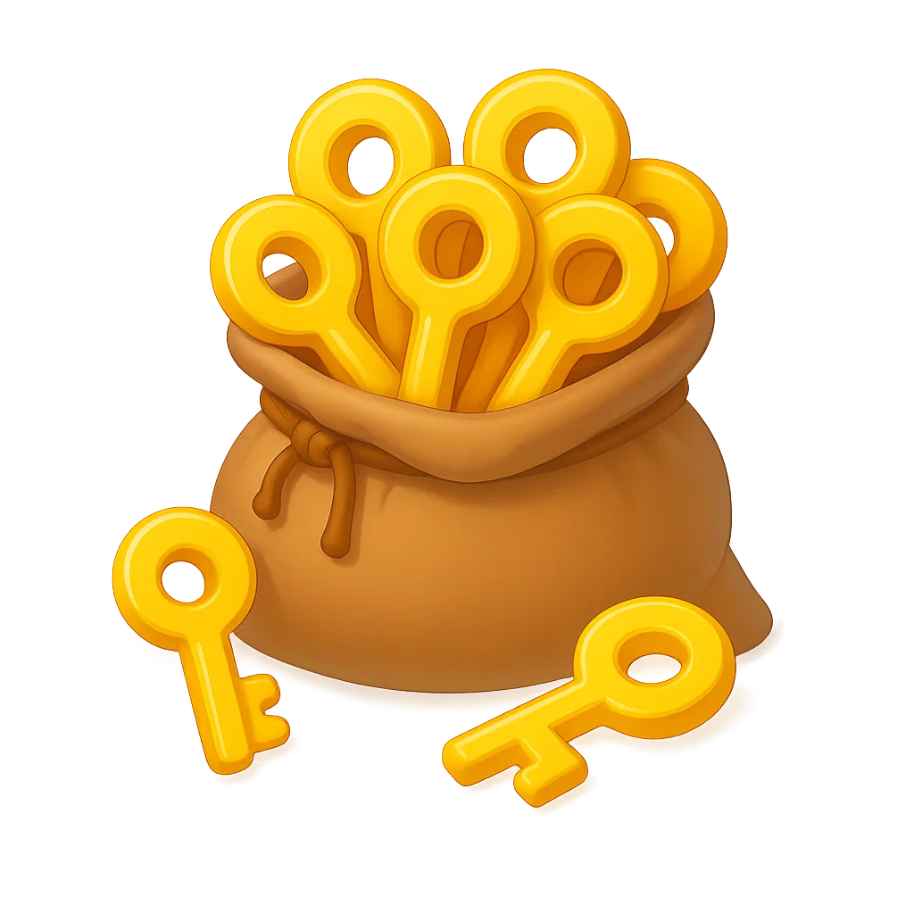 Keys for cases with crystals